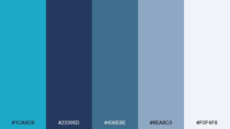 stormy pier pacific blue color palette with hex codes