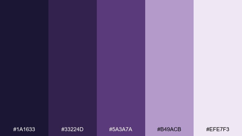 stormy plum indigo blue color palette with hex codes