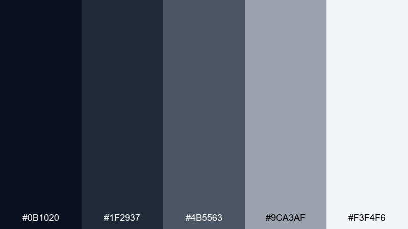 stormy slate gradient color palette with hex codes