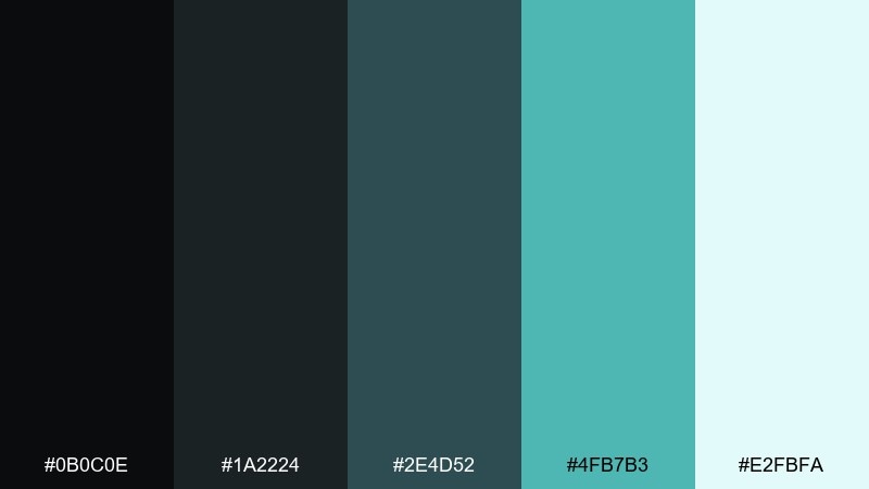 stormy teal color palette with hex codes