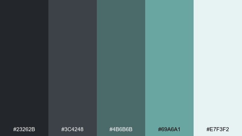 stormy teal dark gray color palette with hex codes