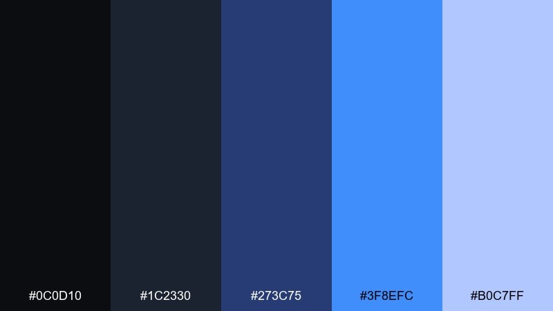 stormy ultramarine color palette with hex codes