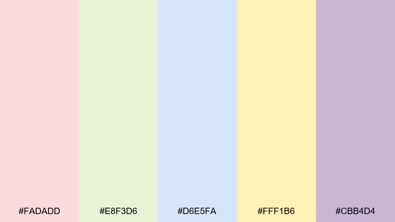 storybook pastels baby shower color palette with hex codes