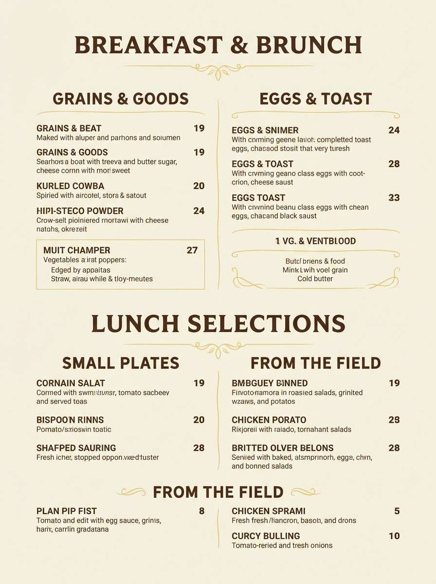 brunch menu layout