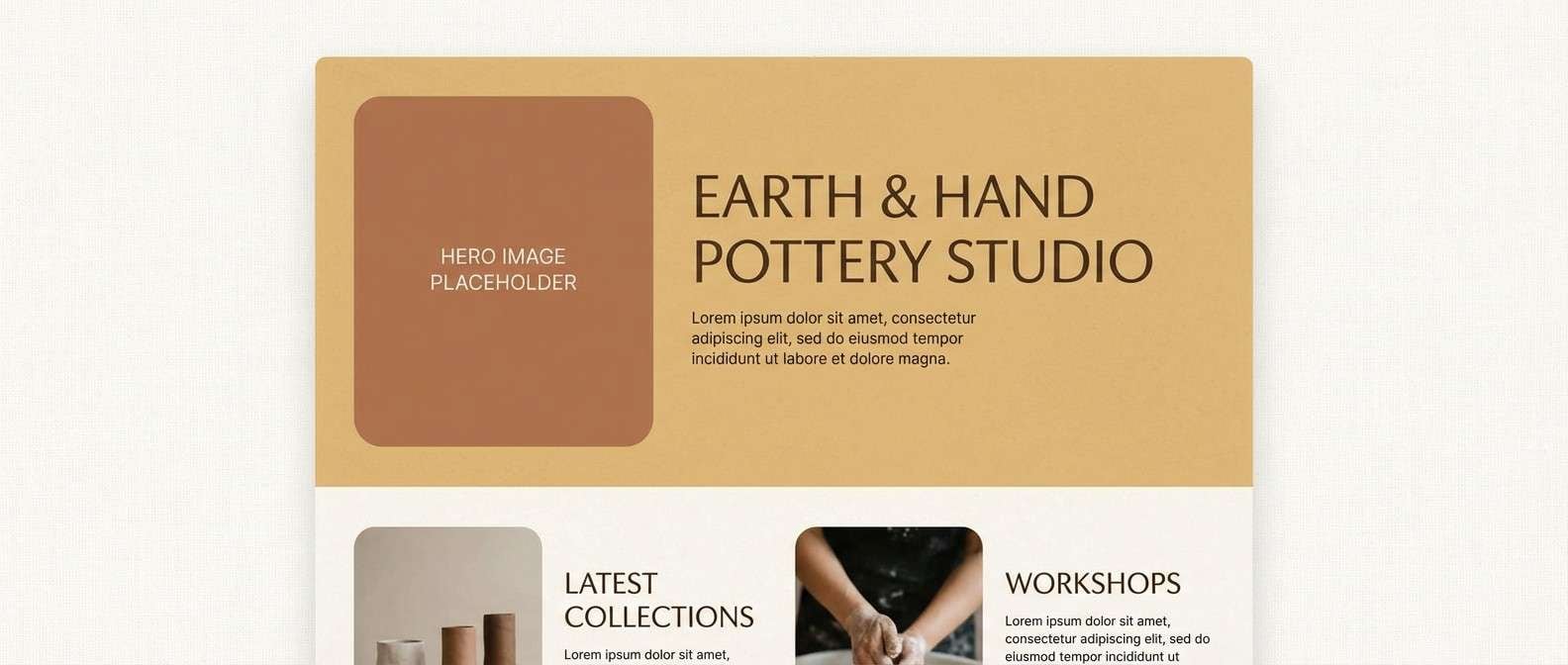 pottery homepage mockup