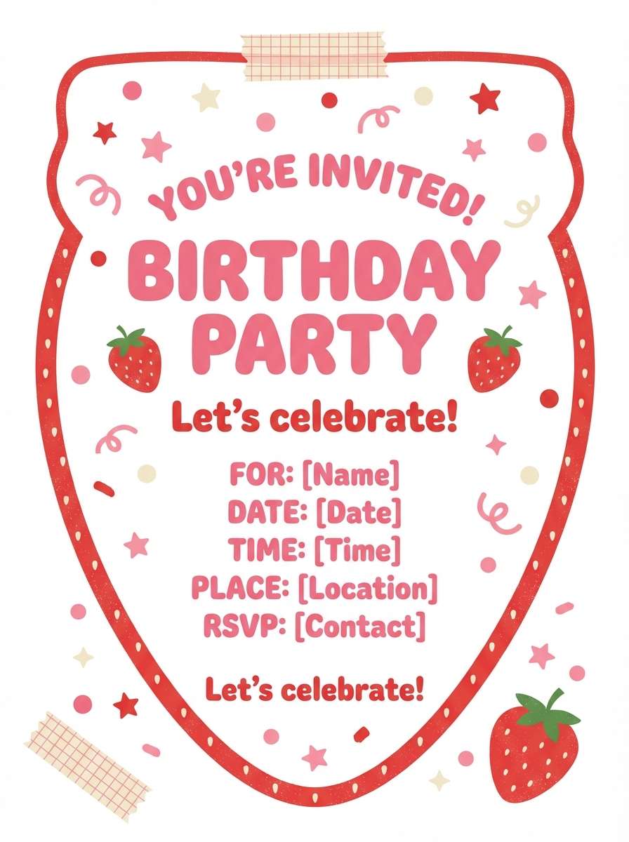 strawberry birthday invite