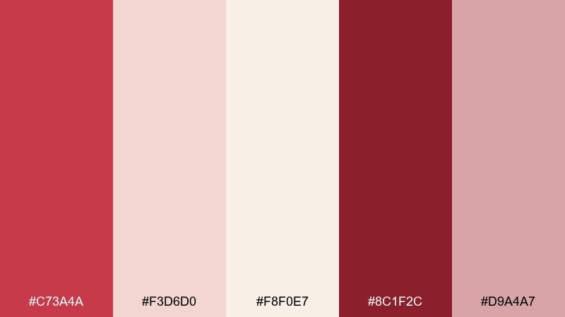 strawberry chantilly red cream color palette with hex codes