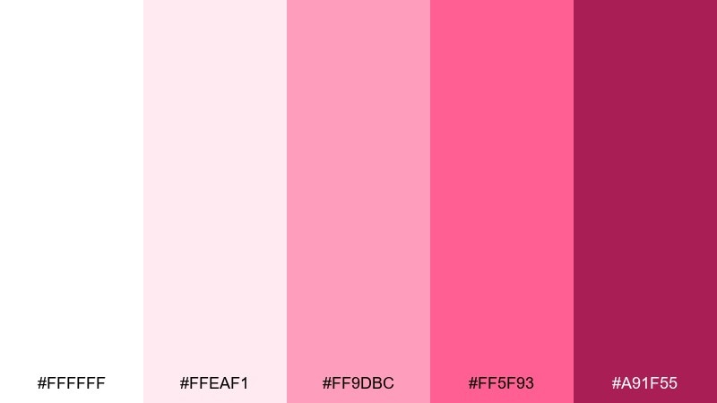 strawberry cream pop color palette with hex codes