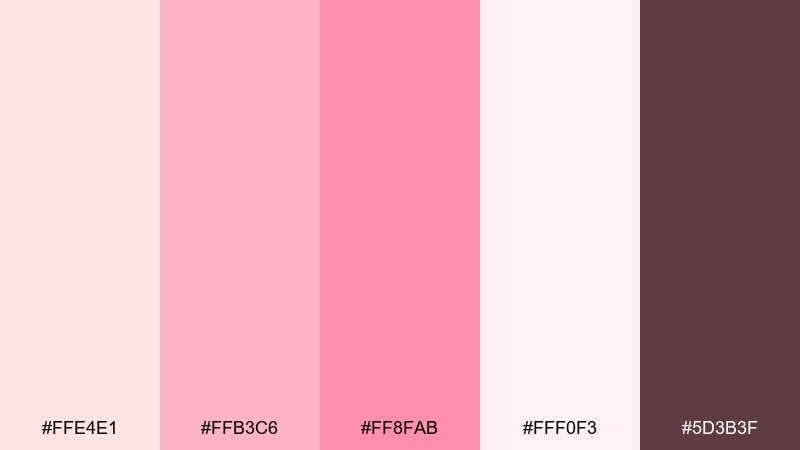 strawberry cream tea party color palette with hex codes