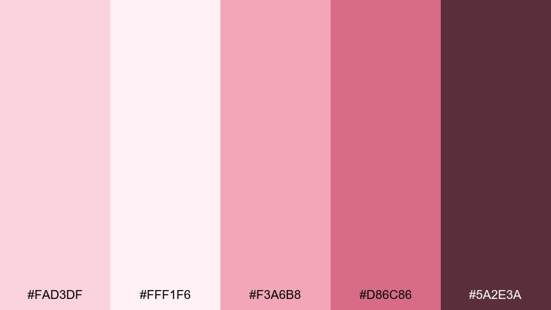 strawberry milk pale pink color palette with hex codes