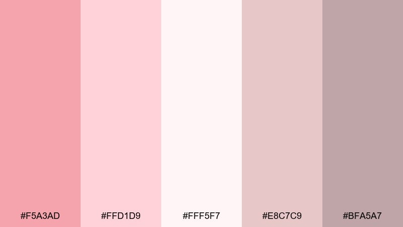strawberry milk pastel red color palette with hex codes