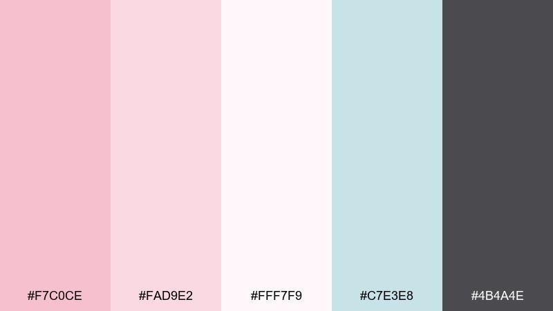 strawberry milk color palette with hex codes