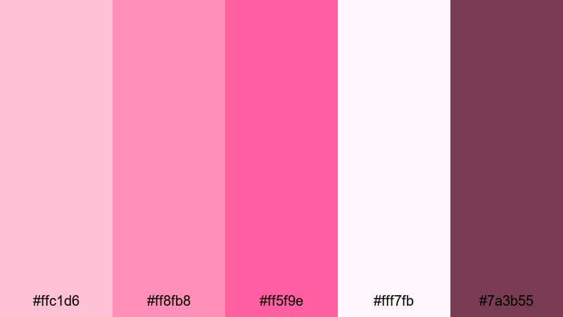 strawberry milkshake color palette with hex codes