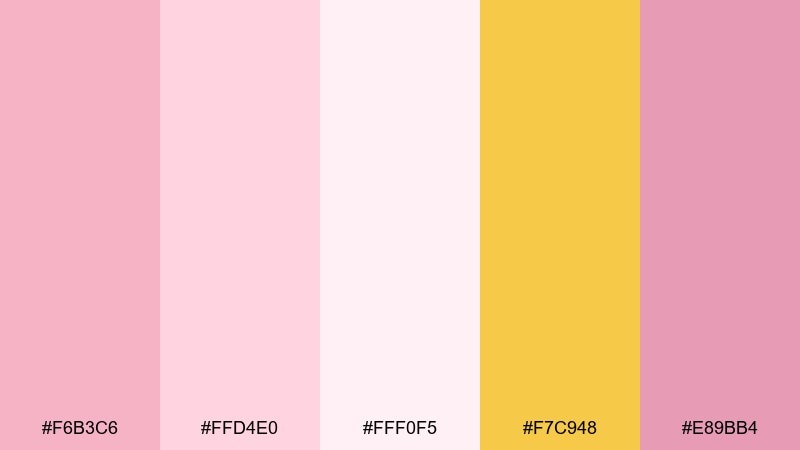 strawberry milkshake color palette with hex codes