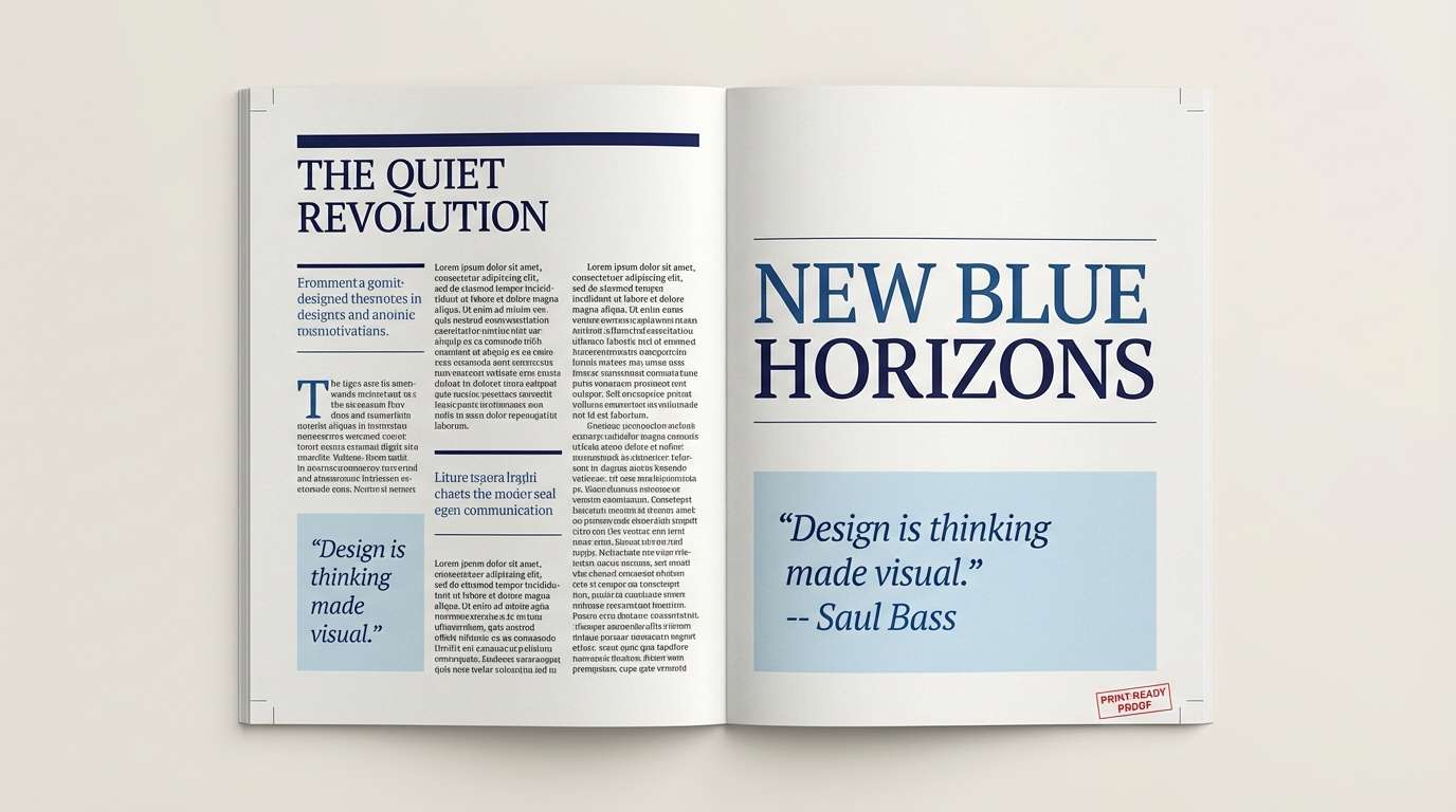 editorial spread blue tones