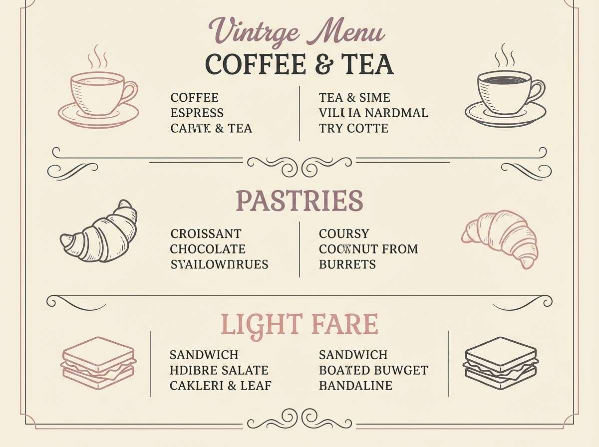 cafe menu cream mauve