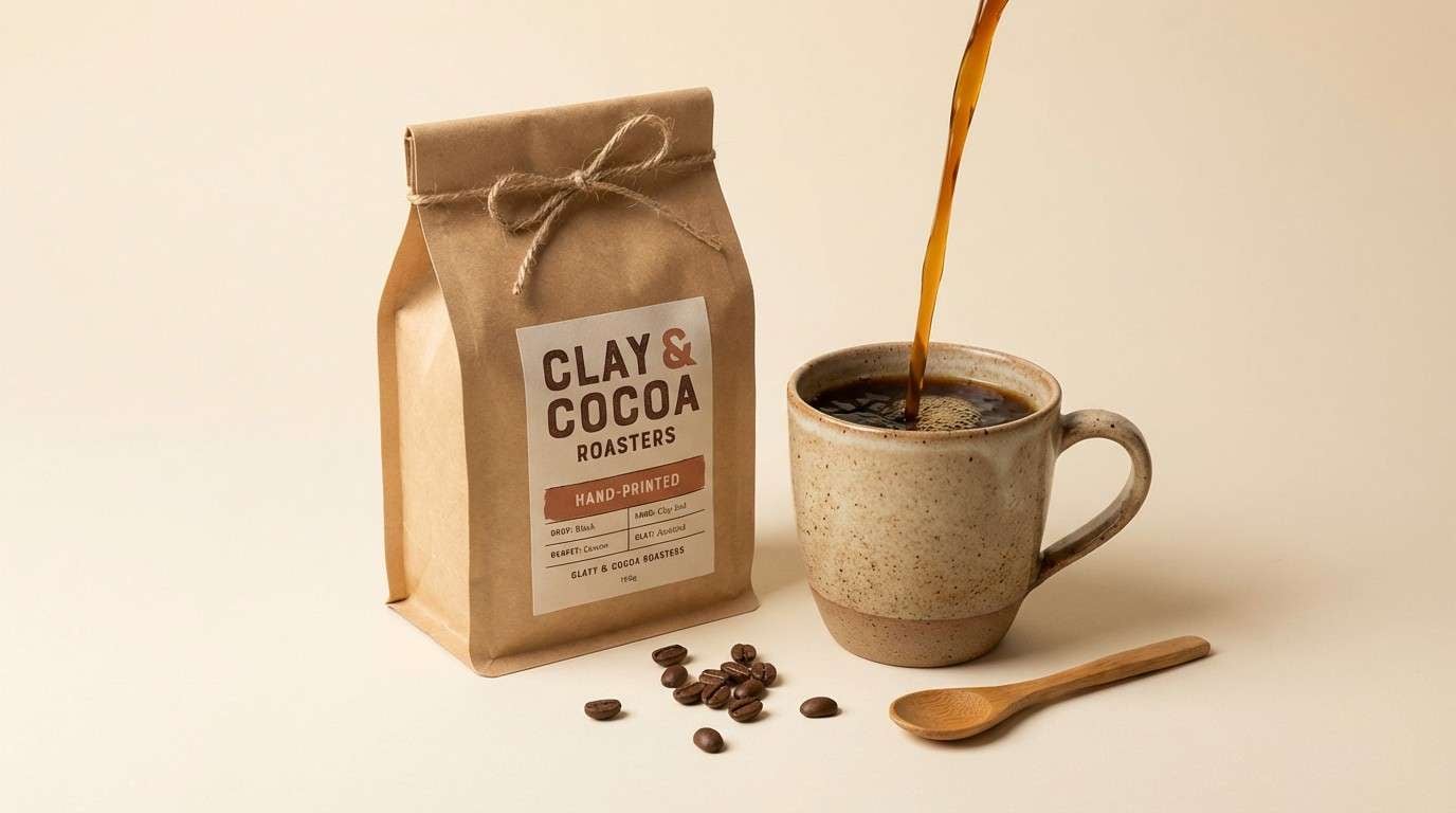 coffee packaging ad layout