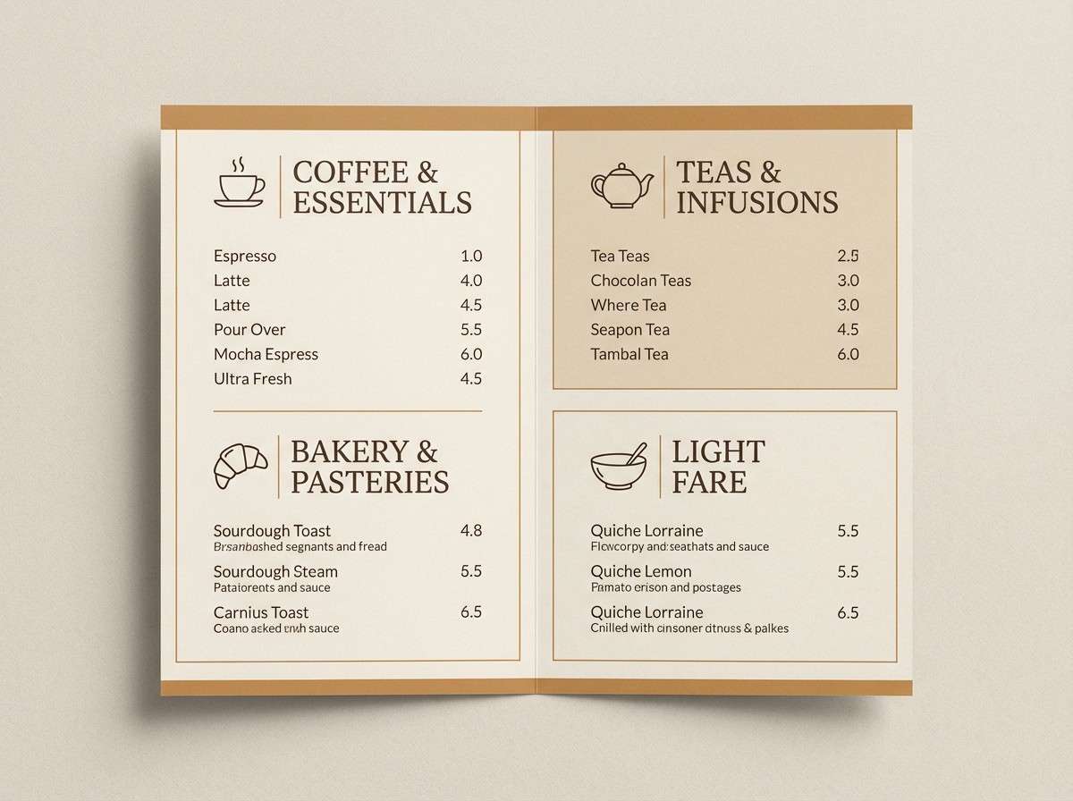 minimal cafe menu