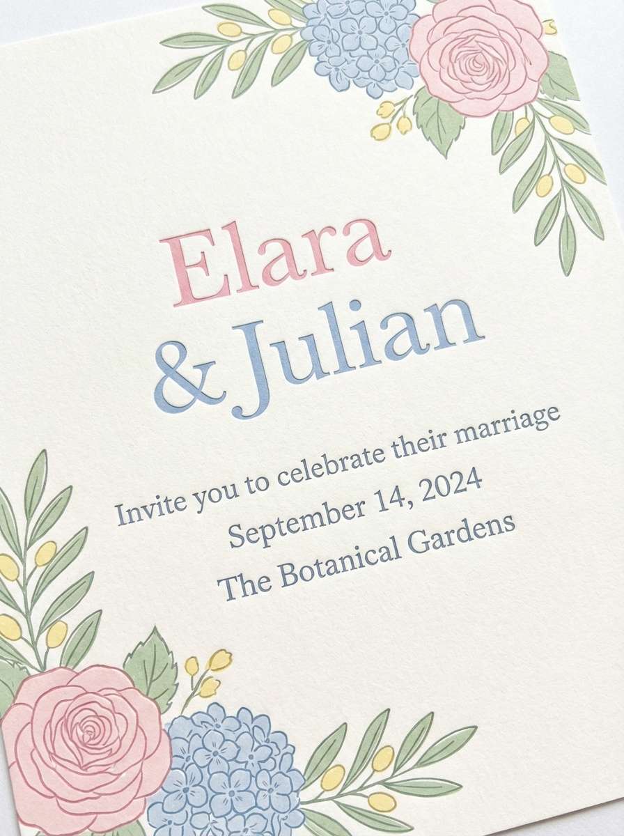 pastel wedding invitation design
