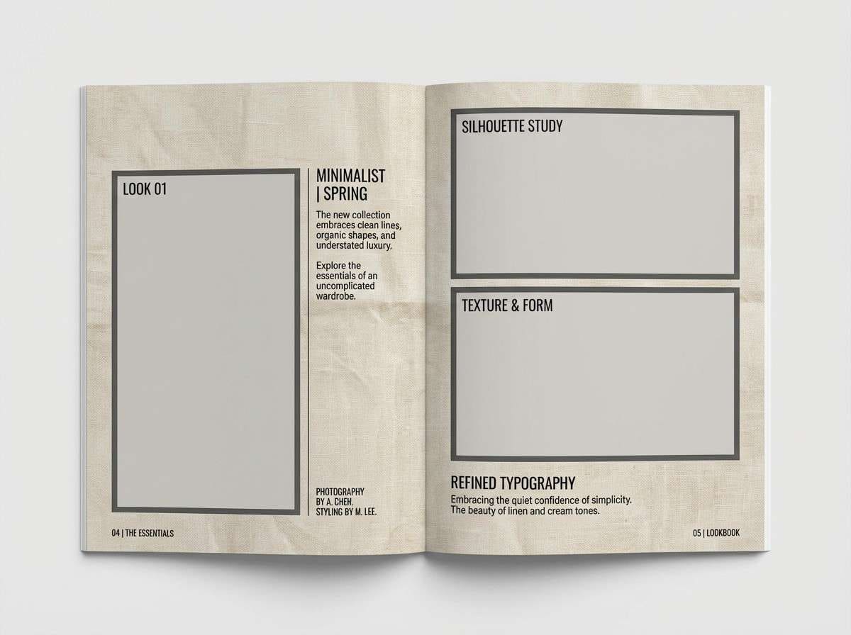 minimal lookbook editorial spread