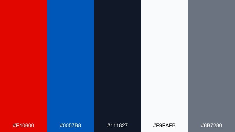 studio contrast red blue color palette with hex codes