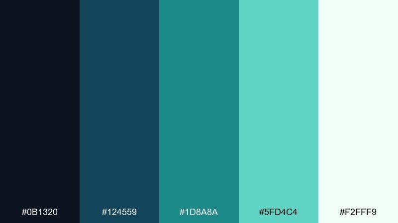 studio gradient poster teal blue green color palette with hex codes