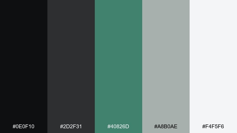 studio monochrome viridian color palette with hex codes