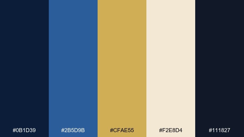 studio spotlight gold dark blue color palette with hex codes