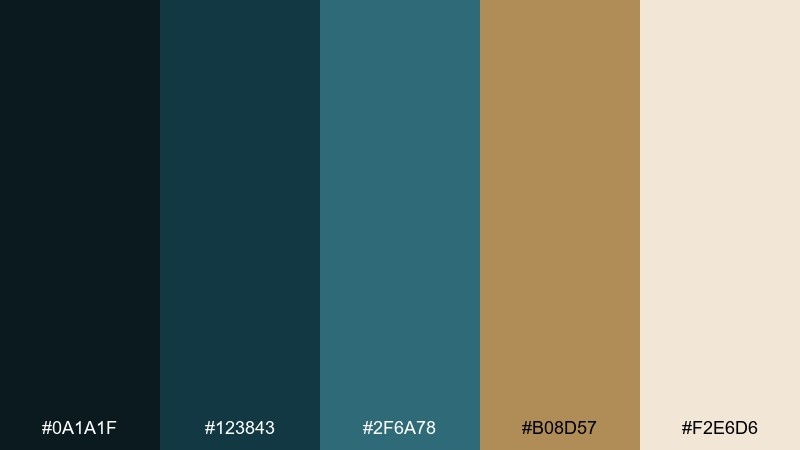 submarine brass underwater color palette with hex codes