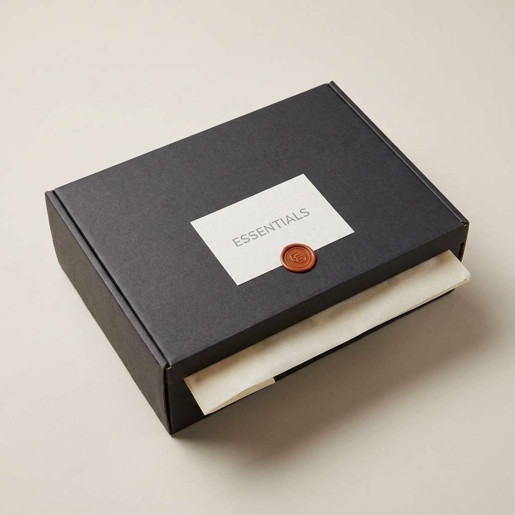 charcoal packaging with rust accent