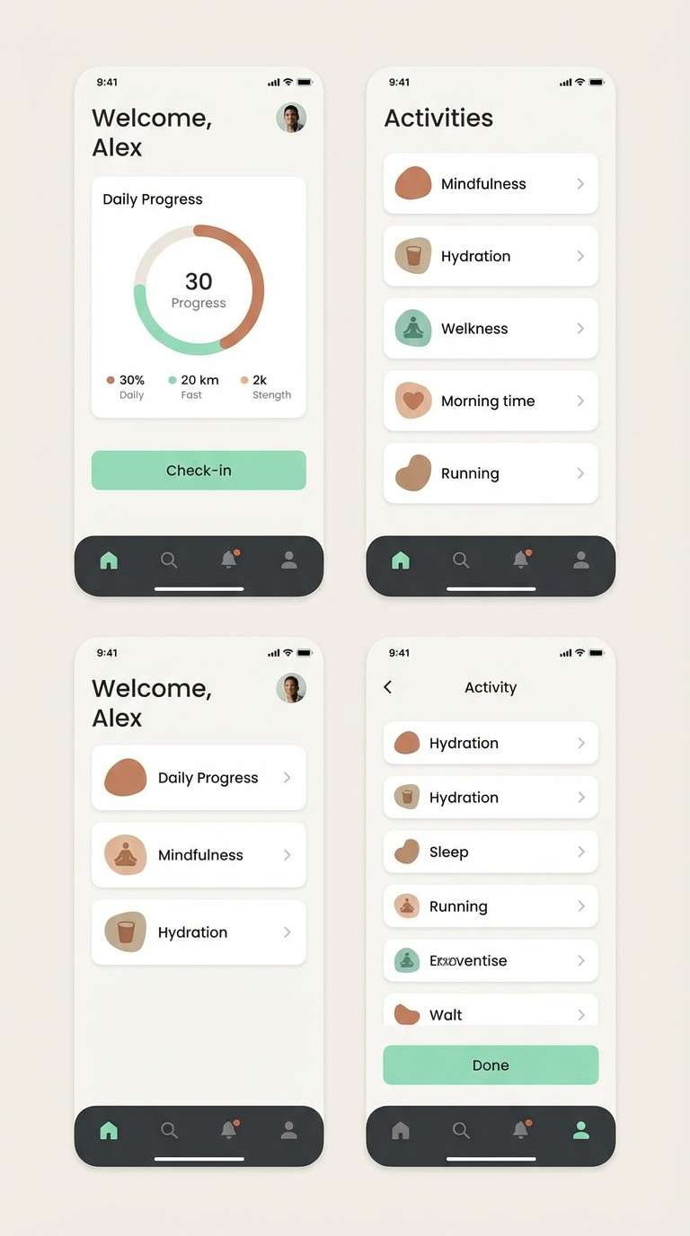 mint wellness app ui