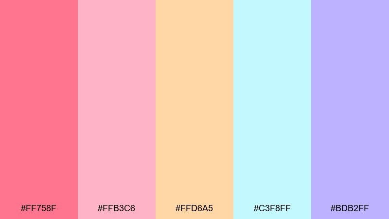 sugarplum sunset candy color palette with hex codes