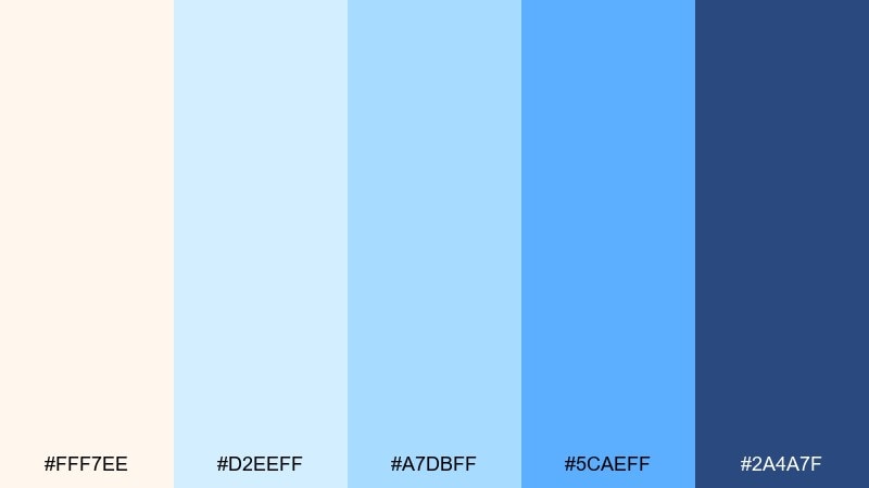 summer linen blue and light blue color palette with hex codes