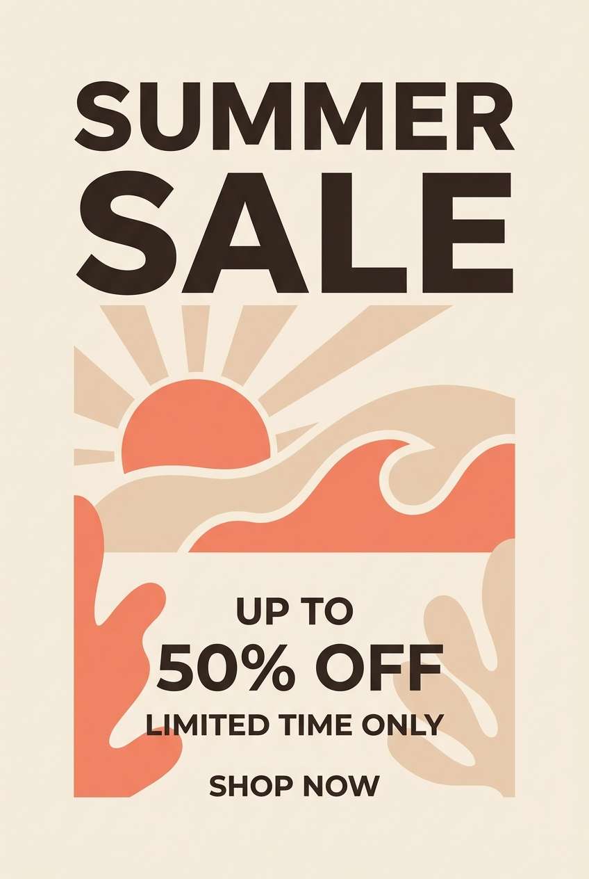 sale poster in coral sands