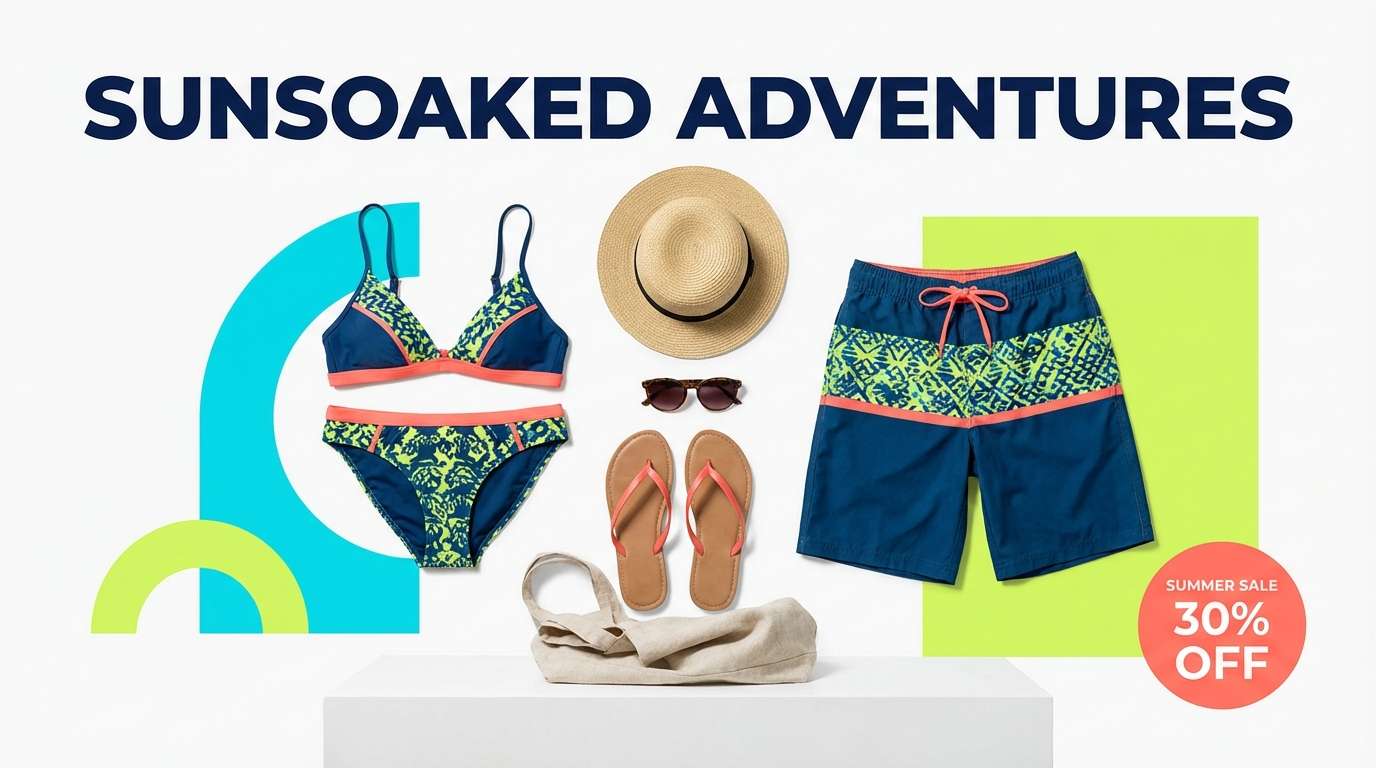summer swimwear ad layout