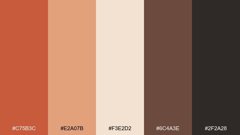 sunbaked adobe terra cotta color palette with hex codes