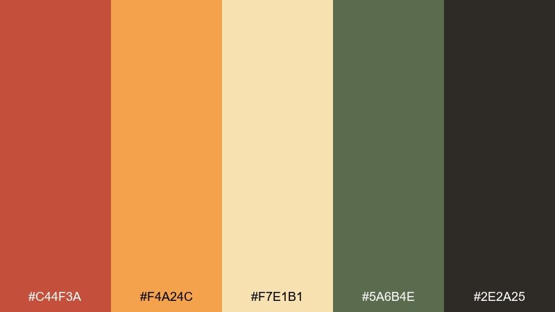 sunbaked citrus jasper color palette with hex codes