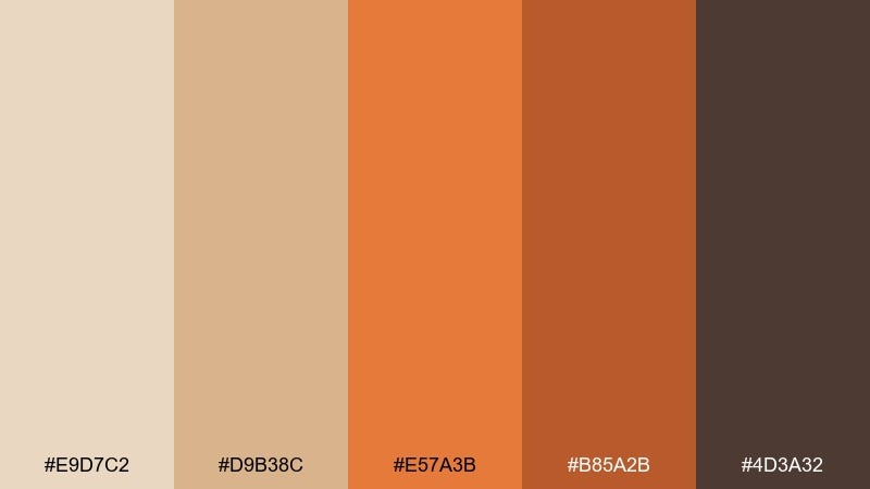 sunbaked clay beige orange color palette with hex codes