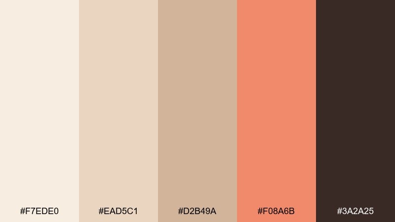 sunbaked coral white sand color palette with hex codes