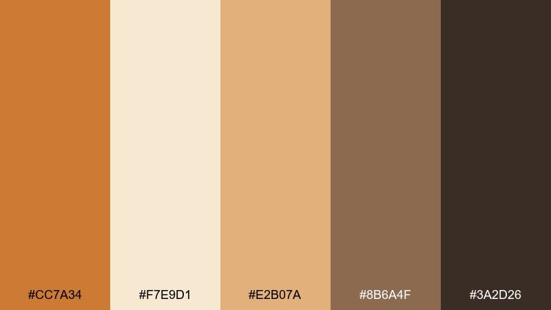 sunbaked linen raw sienna color palette with hex codes