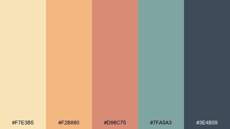 sunfaded postcard color palette with hex codes