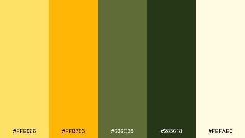 sunflower field notes color palette with hex codes