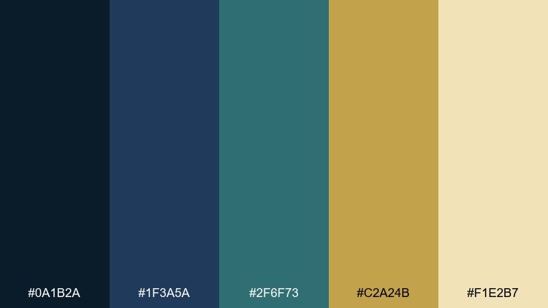sunken treasure underwater color palette with hex codes