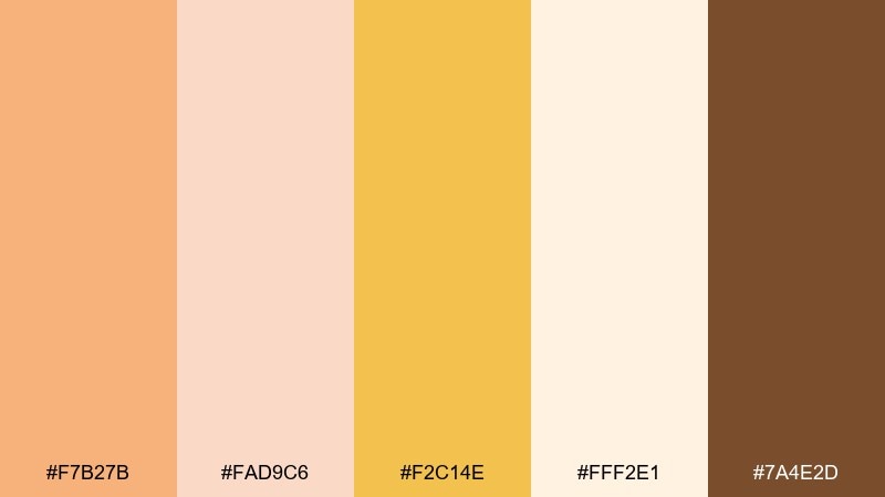 sunlit apricot gold peach color palette with hex codes
