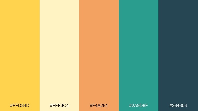 sunlit canary canary color palette with hex codes