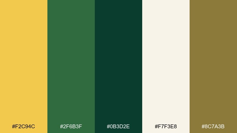 sunlit canopy yellow and dark green combination with hex codes