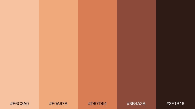 sunlit clay light apricot color palette with hex codes