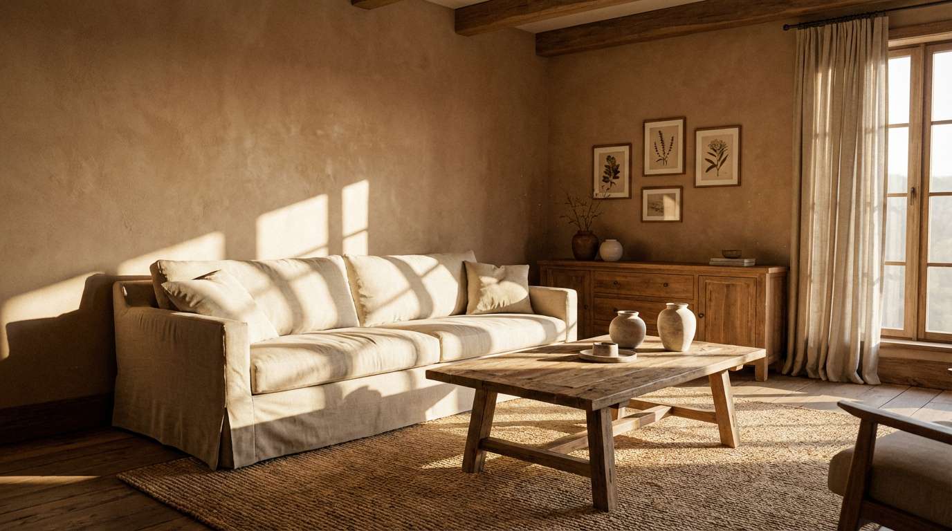 sunlit clay living room
