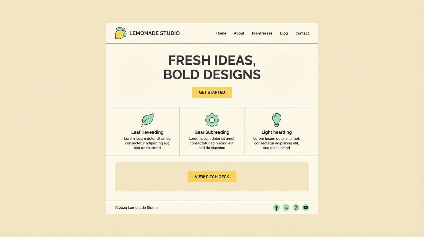 landing page with lemon accents