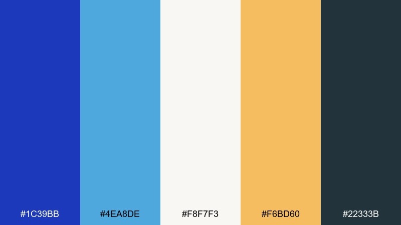 sunlit delft persian blue color palette with hex codes